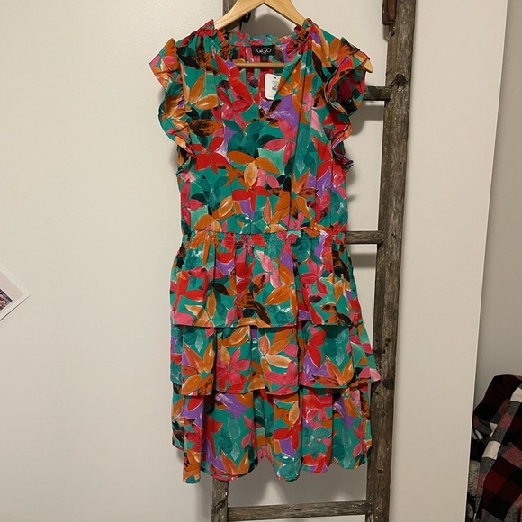 Gigio Multi-Colored Sleeveless Bold Floral Mini Dress - Picture 2 of 7